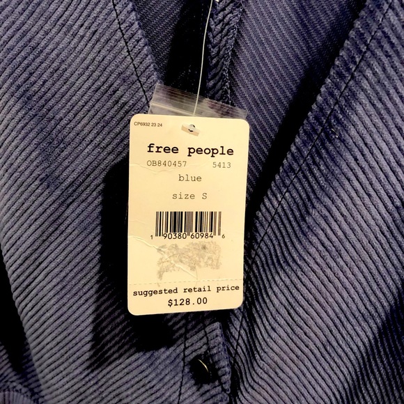 NWT Free People Blue Corduroy Dress with Pockets. - Picture 6 of 7